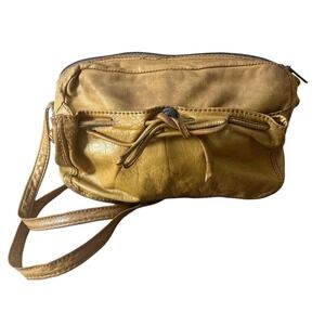 Vintage Napa Leather Bag Purse Brown Bow Hippie Chic BOHO Velvet Lined Y2K